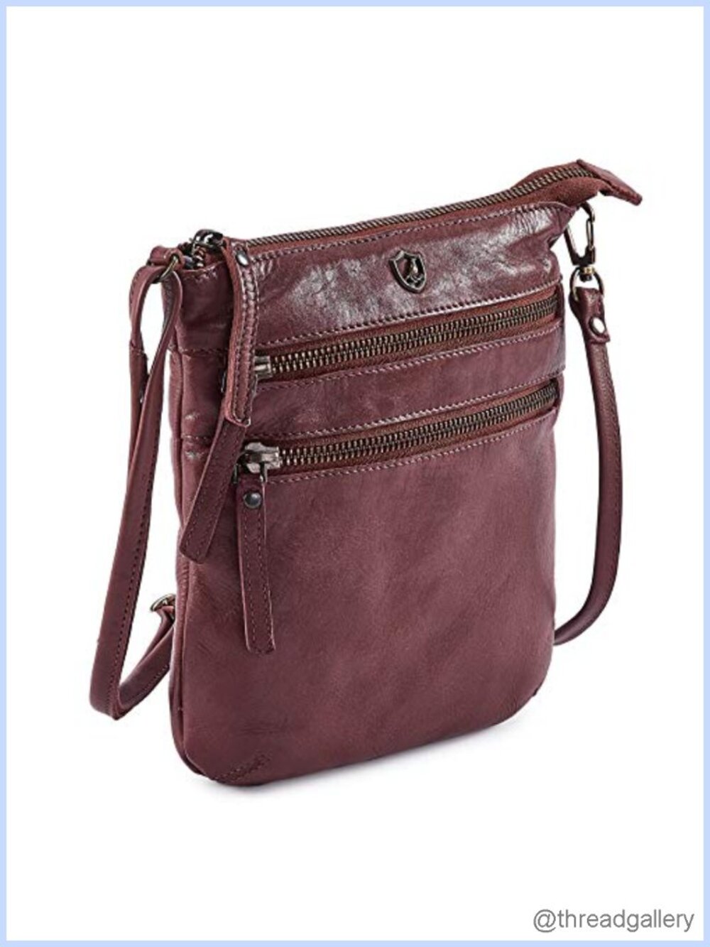 Genuine Leather Small Crossbody Bag Travel Purse Sling Shoulder Bag Zip Pockets
